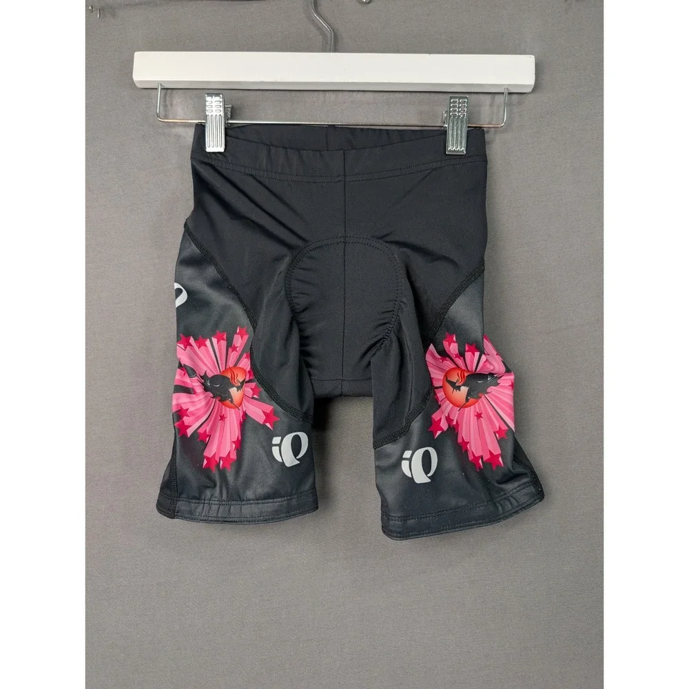 Pearl Izumi Youth Padded Cycling Shorts Heart Graphic Black Pink Size Medium